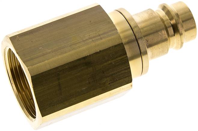 Kupplungsstecker (NW19) G 1-1/4"(IG), Messing, beidseitig absperrend