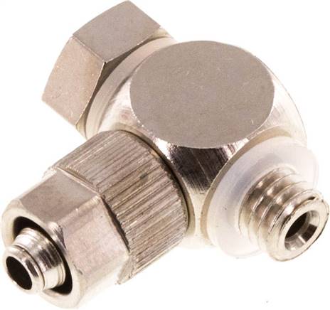Winkel-Verschraubung M 5-5x3mm, Messing vernickelt, Hohlschraube