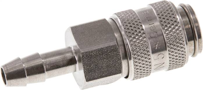 Schnellkupplung (NW5) 6 (1/4")mm Schlauch, Edelstahl, für Stecker beidseitig absperrend