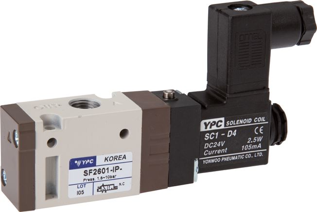 3/2-Wege Magnetventil, G 1/8", Federrückstellung (NO), 24 V=