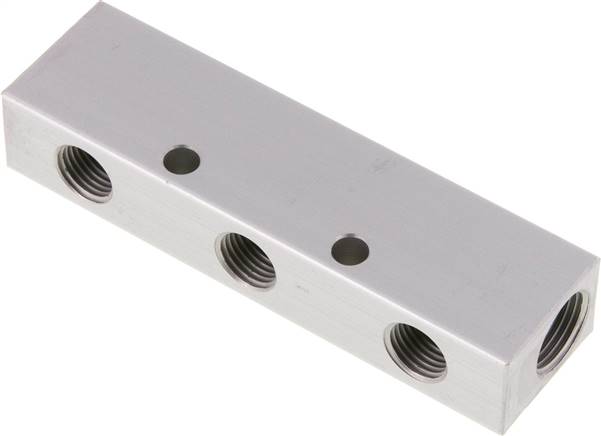 Verteilerleiste 2 x G 3/8"-3 x G 1/4", Aluminium eloxiert