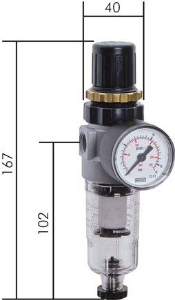 Mini-Filterregler G 1/8", 0,1 - 3 bar, Kondensatablass automatisch
