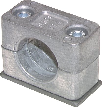 Rohrschelle, 8mm, Baugröße 1, leichte Baureihe, mit Anschweißplatte, Aluminium