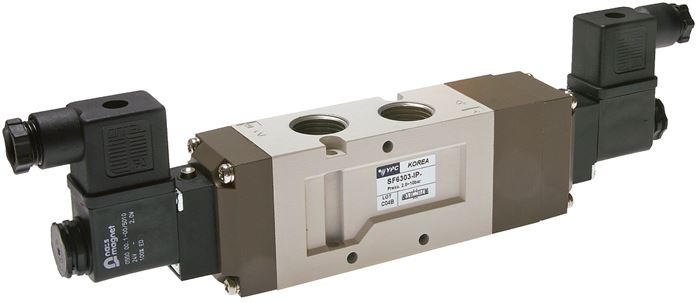 5/3-Wege Magnetventil, G 1/2", Mittelstellung entlüftet, 115 V AC, Pilot: Polyamid