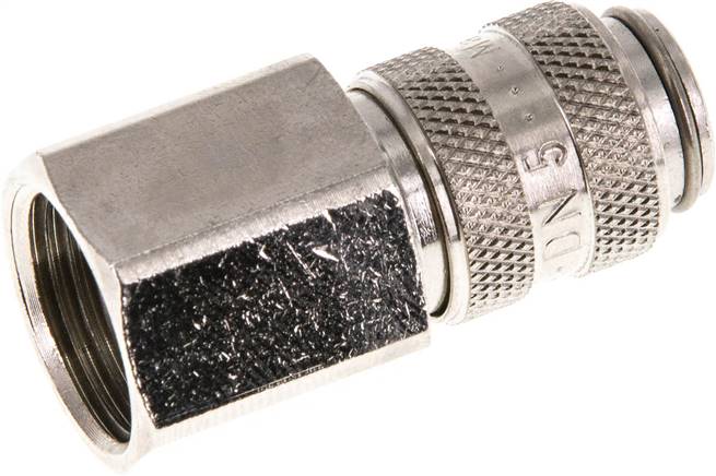 Schnellkupplung (NW5) G 3/8"(IG), Messing vernickelt, für Stecker beidseitig absperrend