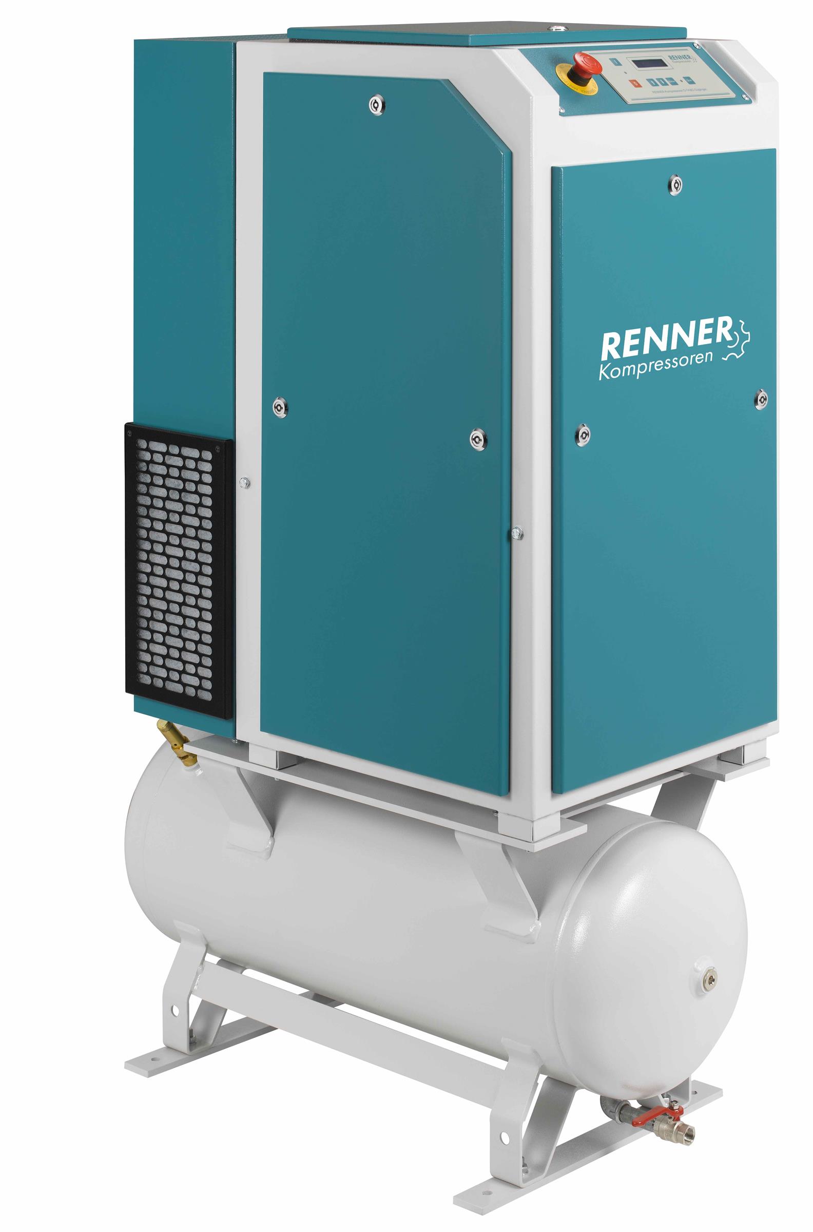 RENNER-Kompressor RSDF-PRO 5,5 auf 90 Liter Behälter- frequenzgeregelter Schraubenkompressor