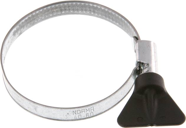 9mm Schlauchschelle 40 - 60mm, Stahl verzinkt (W1) (NORMA) mit Flügelgriff