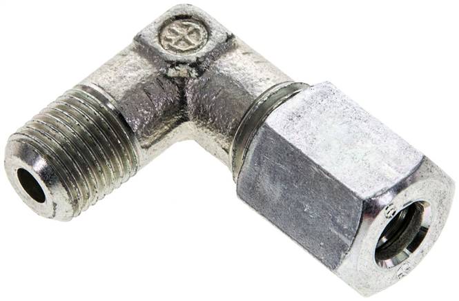 Winkel-Schneidringverschraub. M 10x1 (konisch)-6 L (M12x1,5), Stahl verzinkt