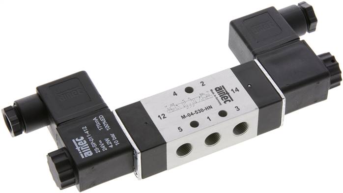5/3-Wege Magnetventil, G 1/8", Mittelstellung geschlossen, 230 V AC, NW 4