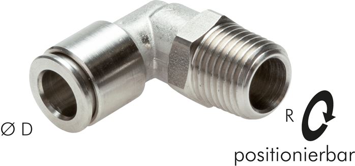 Winkel-Steckanschluss, pos. R 1/4"-6mm, IQS-Edelstahl