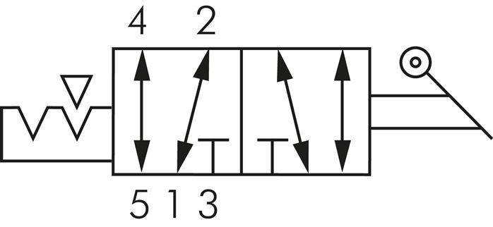 5/2-Wege-Handhebelventil, G 1/4" , Raste