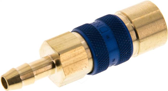 Schnellkupplung (NW5) 6 (1/4")mm Schlauch, blau, Sechseck SW10