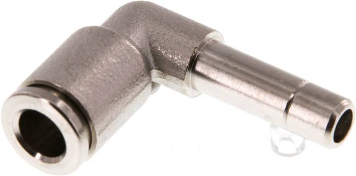 Winkel-Steckanschluss 6mm Stecknippel, 6mm Schlauch, Messing vernickelt