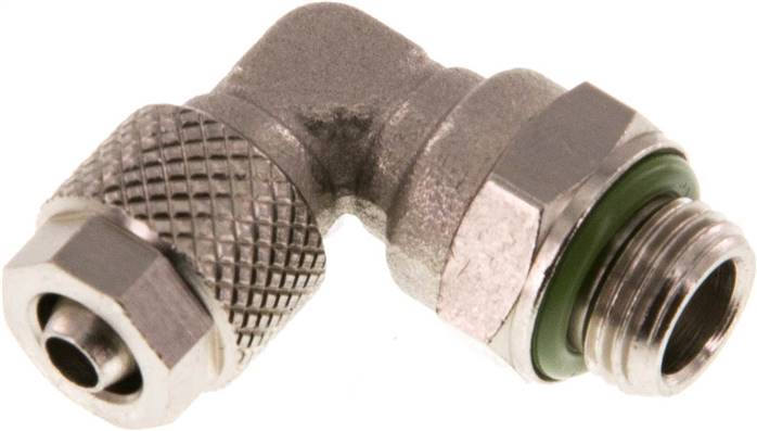Winkel-Drehverschraubung G 1/8"-6x4mm, Messing vernickelt, Dichtung FKM