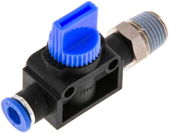 3/2-Wege-Absperrventil R 1/4"-6mm, Gewindeseite entlüftend