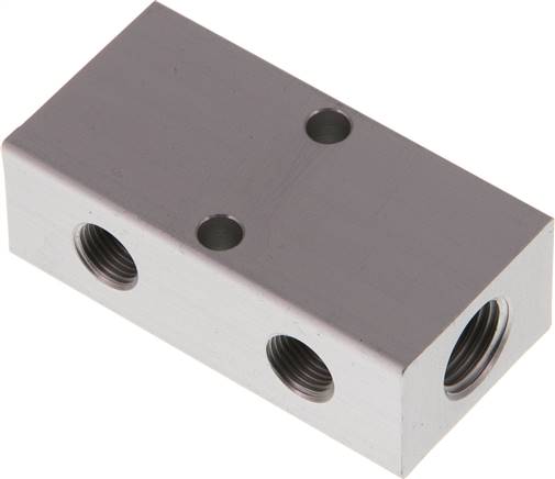 Verteilerleiste 2 x G 1/4"-2 x G 1/8", Aluminium eloxiert