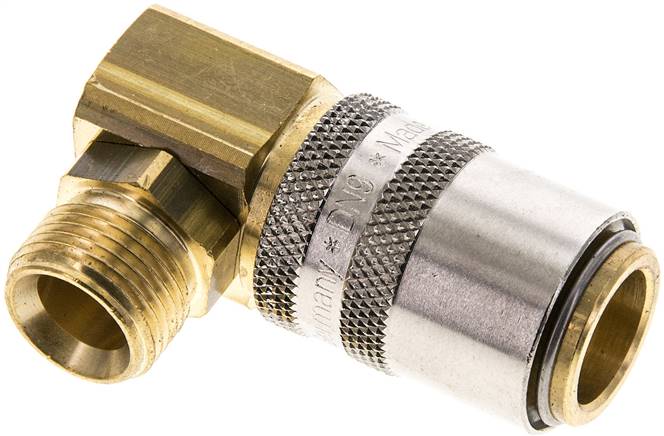 90°-Temperier-Schnellkupplung 13mm Zapfen,G 3/8"(AG), Messing, ohne Ventil