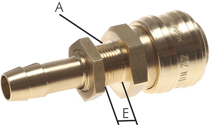 Schott-Schnellkupplung (NW7,2) 8 (5/16")mm Schlauch, Messing, für Stecker beidseitig absperrend