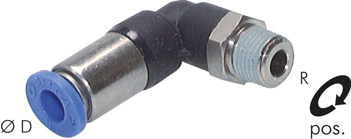 Winkel-Steckanschluss, selbstabsperrend R 1/4"-6mm