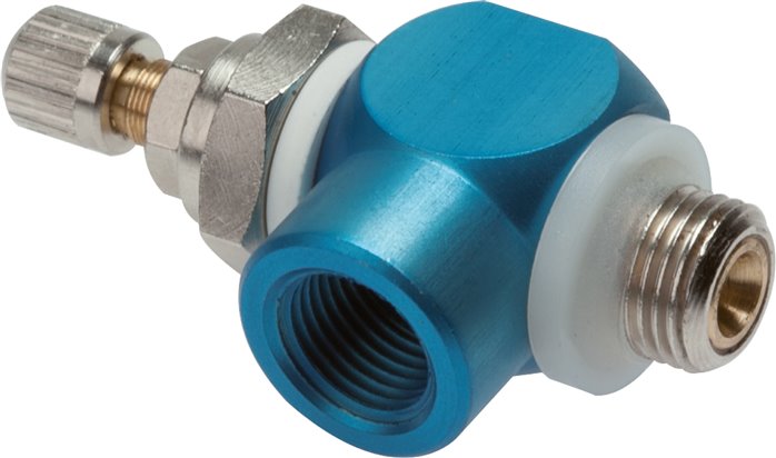 Drosselrückschlagventil G 1/4", zuluftregelnd (A), Aluminium, Rändelschraube und Kontermutter