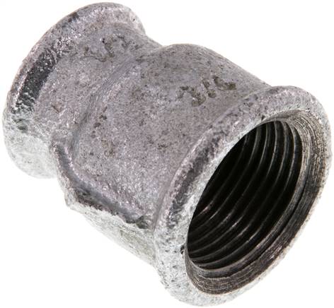 Rundmuffe Rp 3/4"-Rp 1/2", Temperguss verzinkt