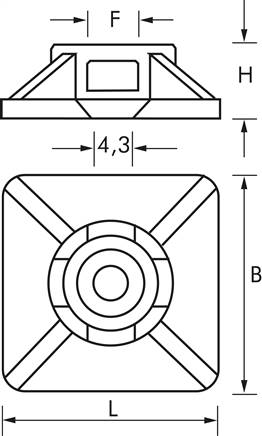 Klebesockel für Kabelbinder (3,6mm)