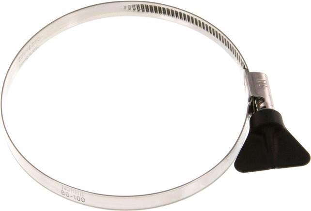 9mm Schlauchschelle 80 - 100mm, 1.4301 (W4) (NORMA) mit Flügelgriff