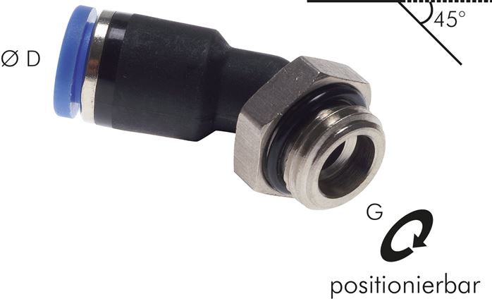 45°-Steckanschluss G 3/8"-6mm, IQS-Standard