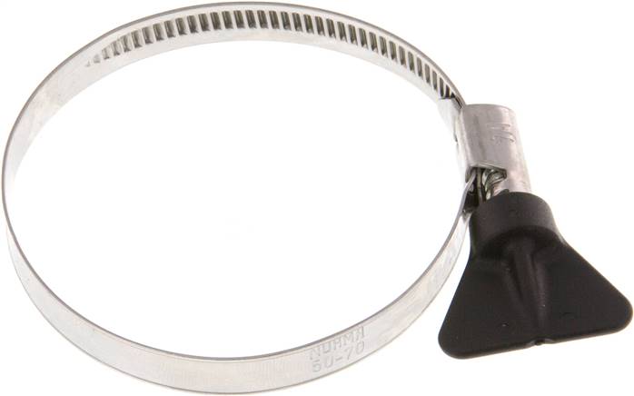 9mm Schlauchschelle 50 - 70mm, 1.4301 (W4) (NORMA) mit Flügelgriff