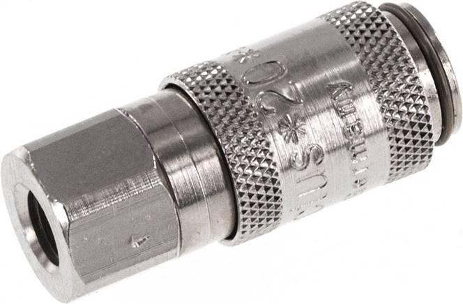 Schnellkupplung (NW2,7) M 5(IG), Messing vernickelt, für Stecker beidseitig absperrend
