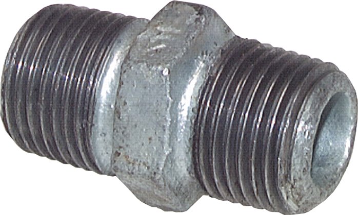 Doppelnippel R 1/4"-R 1/8", Temperguss verzinkt