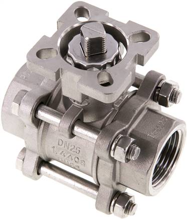 Edelstahl-Kugelhahn, Direktmontageflansch G 1", PN 63