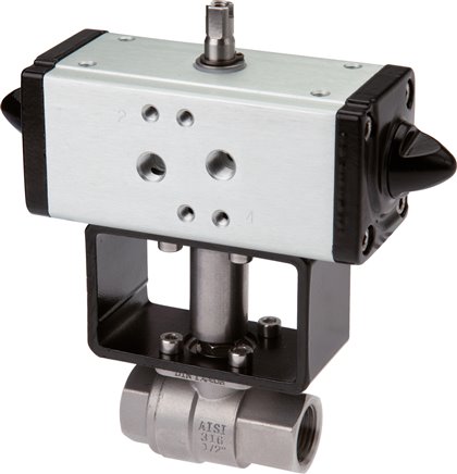 ES-Kugelhahn mit pneumatischem Antrieb, Rp 1-1/2", Feder-schließend