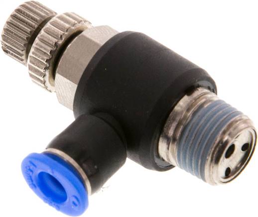 Mini-Winkel-Drosselrückschlagventile R 1/8"-4mm, abluftregelnd (Standard)
