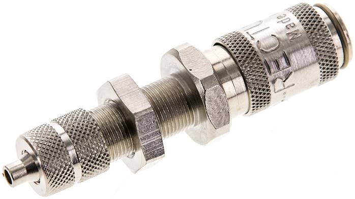 Schott-Schnellkupplung (NW2,7) 4,3x3mm Schlauch, Messing vernickelt, für Stecker beidseitig absperrend