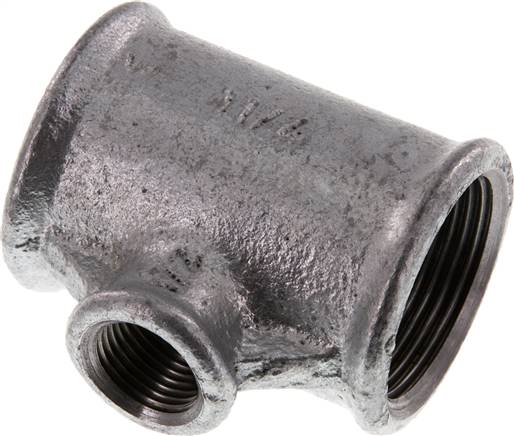 T-Stück Rp 1-1/4"-Rp 1/2"-Rp 1-1/4" (IG), Temperguss verzinkt