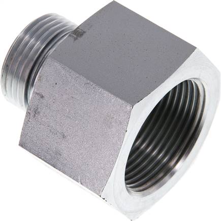 Hydraulik-Reduzierung G 1"(AG)-G 1-1/4"(IG), Stahl verzinkt, Elastomerdichtung