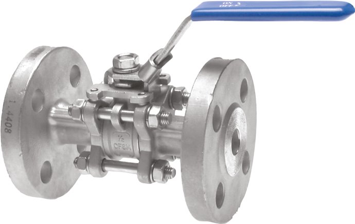 Edelstahl-Flanschkugelhahn, DN80-PN16 (DIN/EN), 3-teilig