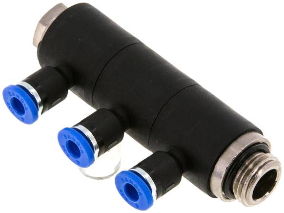 Steck-Mehrfachverteiler, 3-fach G 1/4"-4mm, IQS-Standard