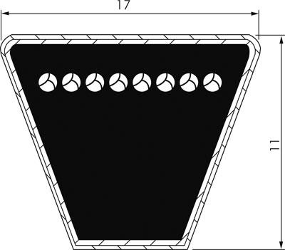 Klassischer Keilriemen DIN 2215, B/17x11, Li=1.725mm, B68