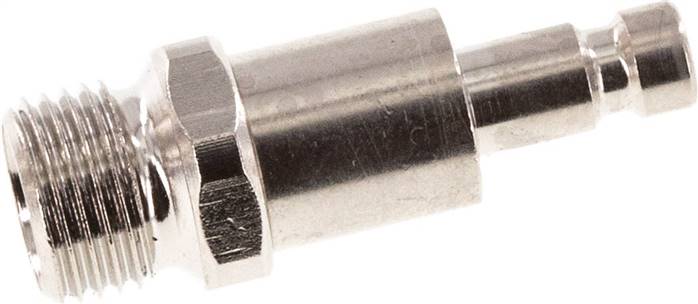 Kupplungsstecker (NW2,7) G 1/8"(AG), Messing vernickelt, beidseitig absperrend
