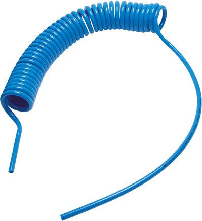 PUR-Spiralschlauch 10 x 6,5 mm, blau, 6,0 mtr. Arbeitslänge