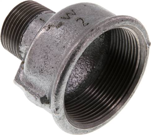 Reduziernippel R 1"(AG)-Rp 2"(IG), Temperguss verzinkt
