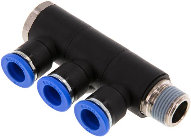 Steck-Mehrfachverteiler, 3-fach R 3/8"-10mm, IQS-Standard