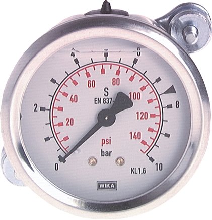 Glycerin-Einbaumanometer, 3kt-Frontring, 100mm, 0 - 25 bar