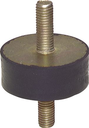 Gummi-Metall-Puffer beidseitig mit Gewindestift M 12 x 37, D= 75 - H= 50 mm