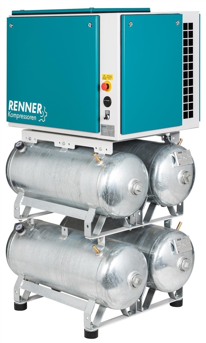 RENNER Riko 960/4x90 S compressore industriale a pistoni 10 bar - sistema di caldaie zincate esente da TÜV/ZÜS!