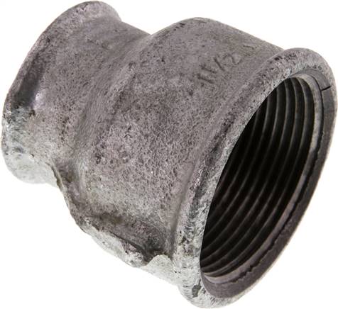 Rundmuffe Rp 1-1/2"-Rp 1", Temperguss verzinkt