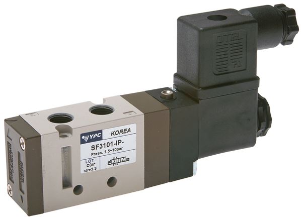 5/2-Wege Magnetventil, G 1/8", Federrückstellung, 12 V=, Norm-Stecker Grösse 1