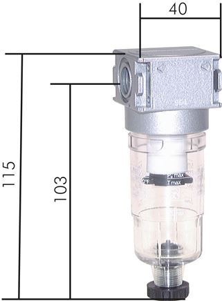 MULTIFIX Filter, G 1/4", Baur. 0, Kunststoffbehälter, Kondensatablass automatisch